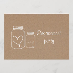 Rustic Kraft Paper Masonjar Heart Engagement Party Invitation