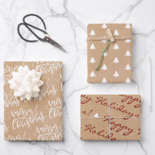 Rustic Kraft Paper Merry Christmas Happy Holidays