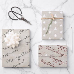 Rustic Kraft Paper Merry Christmas Happy Holidays