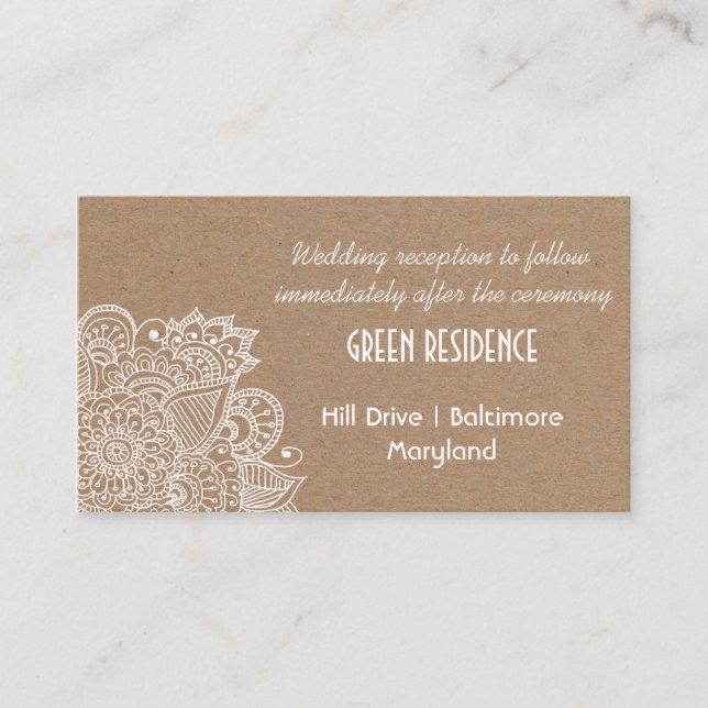 Rustic Kraft Paper Paisley Wedding Insert (Front)