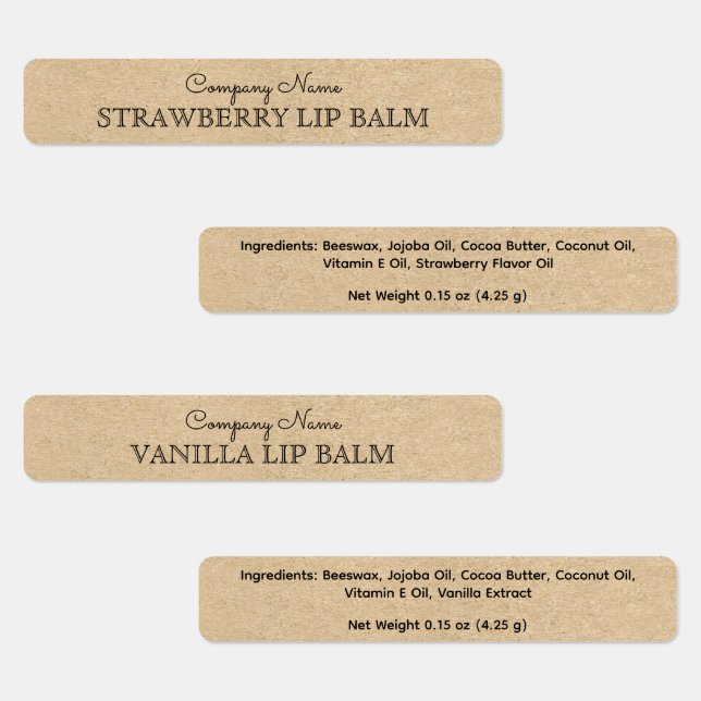 Rustic Kraft Paper Style Lip Balm Business Custom (Group)