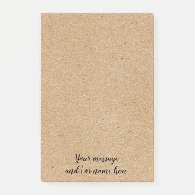 Rustic Kraft paper style personalised Post-it Notes (Front)