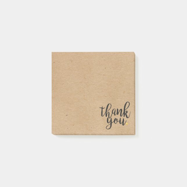Rustic Kraft Paper Style Thank You Post-it Notes (Front)