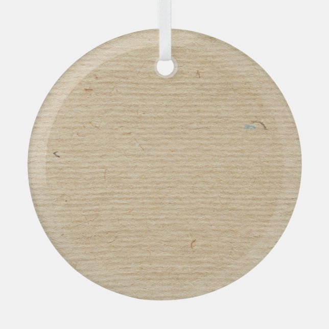 Rustic Kraft Paper: Textured Background. Glass Tree Decoration (Front)