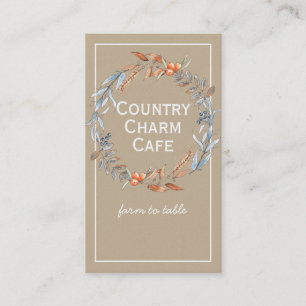 Rustic Kraft Paper Watercolor Wreath Business Card