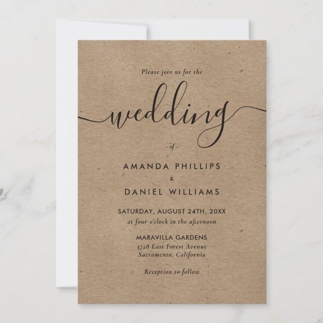 Rustic Kraft Paper Wedding Invitation (Front)