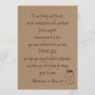 Rustic Kraft Paper Wedding Thank You Card