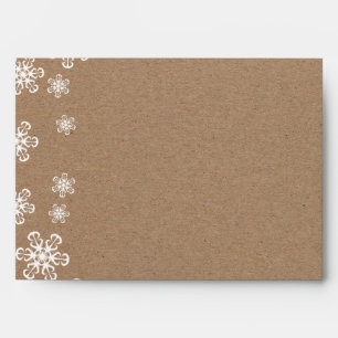 Rustic Kraft Paper White Snowflakes Christmas Envelopes