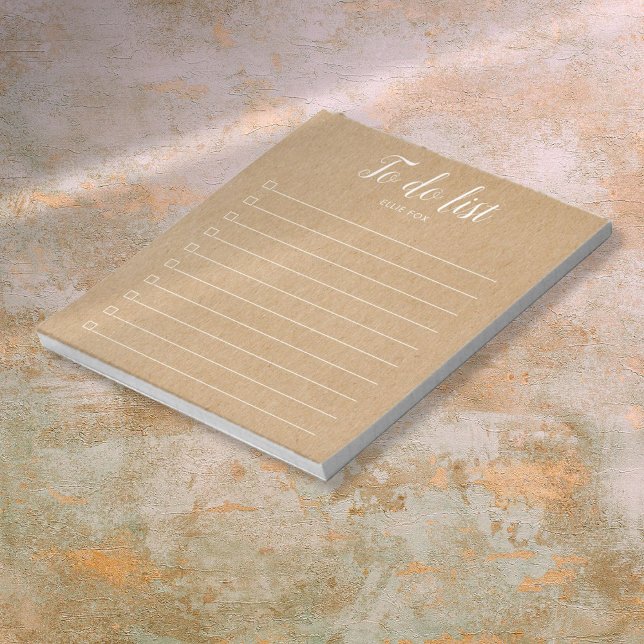 Rustic Kraft Personalised Checkbox To-Do List Notepad (Rustic Kraft Personalized Checkbox To-Do List Notepad)