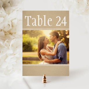 Rustic Kraft Photo Wedding Table Number Card