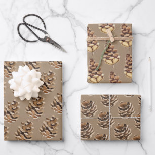 Rustic Kraft Pine Cones Wrapping Paper Sheets