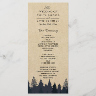 Rustic Kraft Pine Tree Forest Wedding Program Programme
