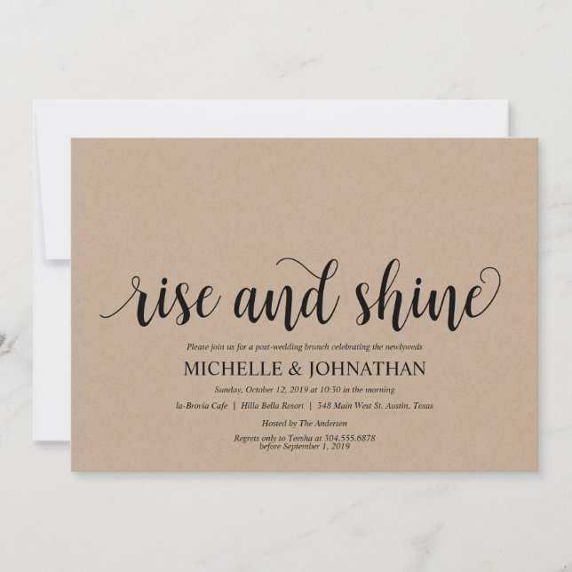 Rustic Kraft Post Wedding Brunch Invitation Card (Front)