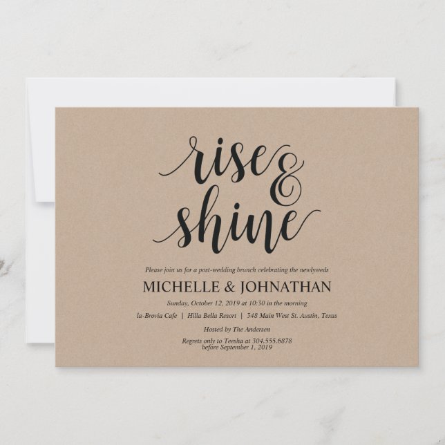 Rustic Kraft Post Wedding Brunch Invitation Card (Front)