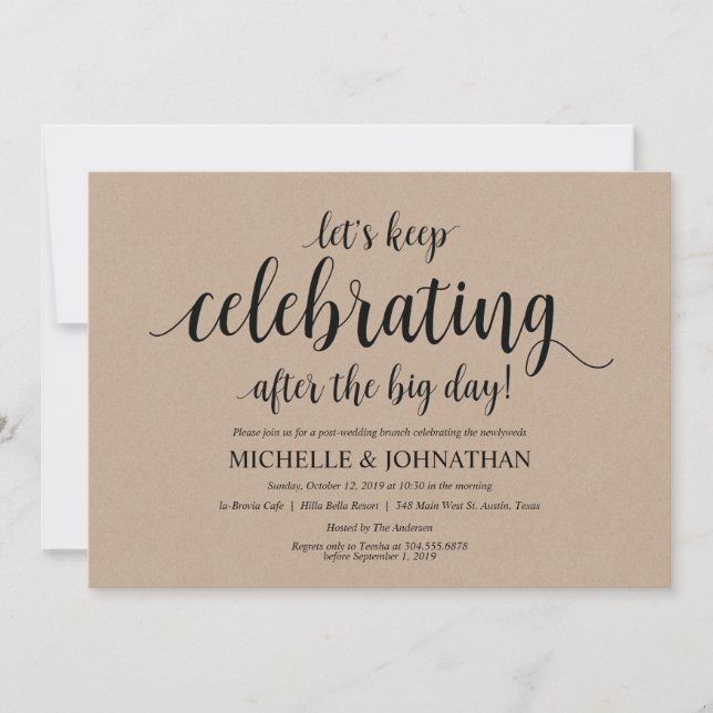 Rustic Kraft Post Wedding Brunch Invitation Card (Front)