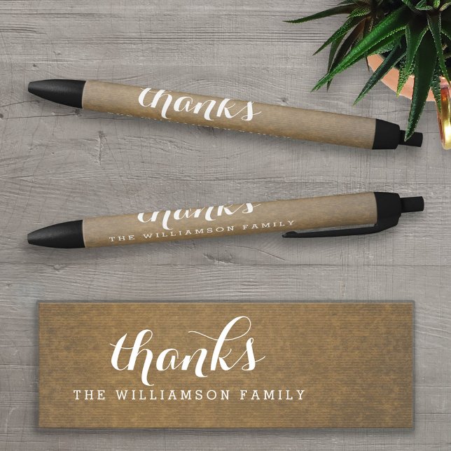 Rustic Kraft Print - Thanks Thanksgiving Family Black Ink Pen (Custom Pen)