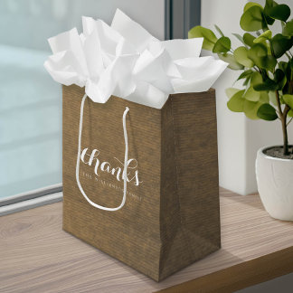Rustic Kraft Print - Thanks Thanksgiving Family Medium Gift Bag