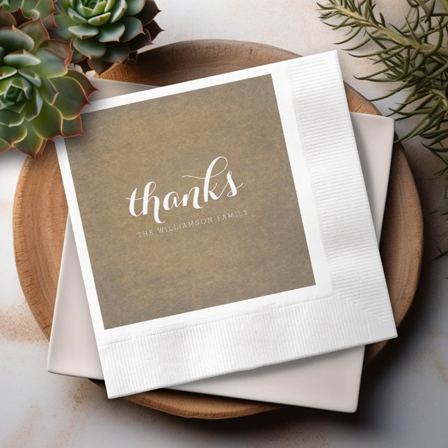 Rustic Kraft Print - Thanks Thanksgiving Family Napkin (Custom Thank You Napkin)
