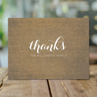 Rustic Kraft Print - Thanks Thanksgiving Family Postcard