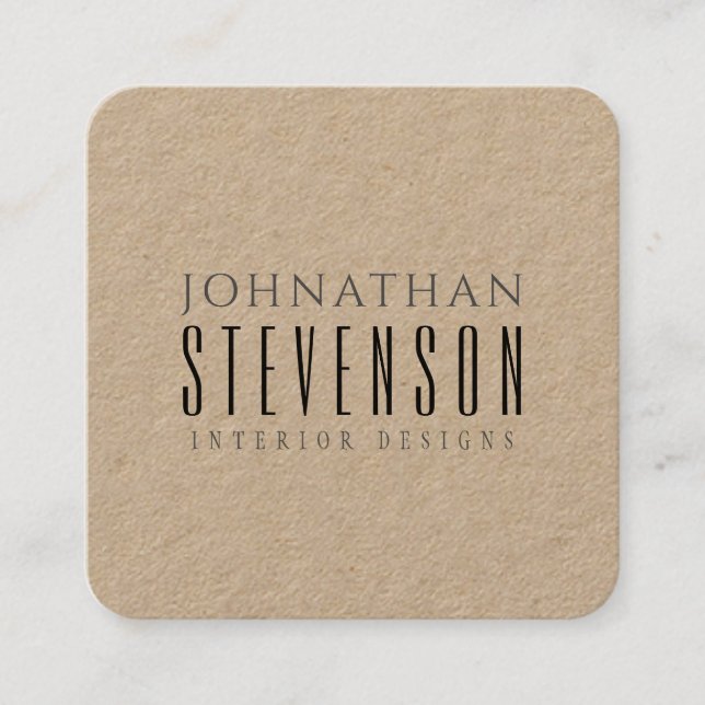 Rustic Kraft Professional Black Square Business Card (Front)