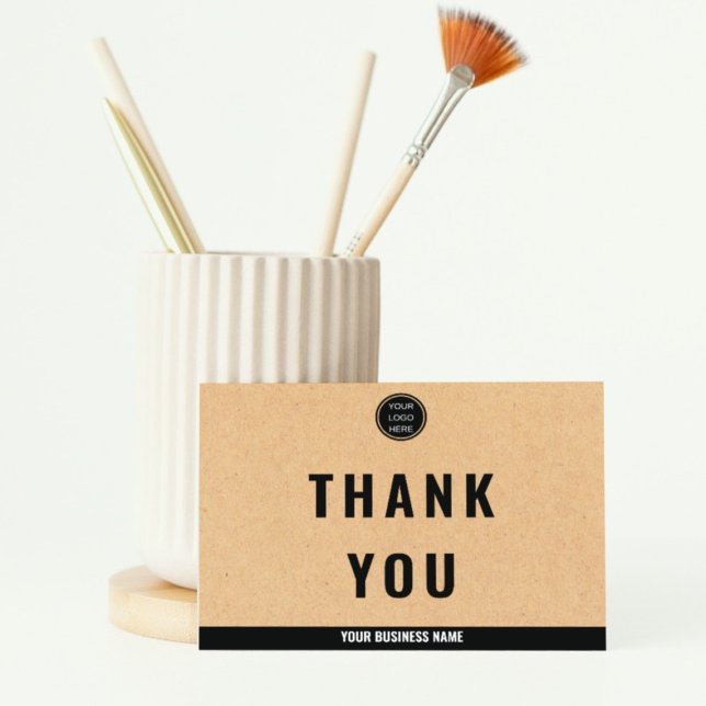 Rustic Kraft Professional Business Logo Typography Thank You Card (Creator Uploaded)