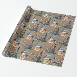 Rustic Kraft Purple Martins Holiday Gift-Giving Wrapping Paper
