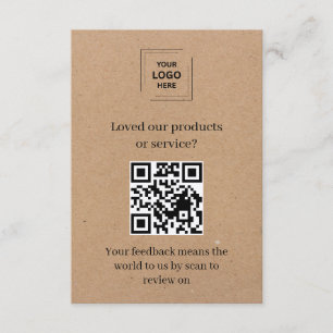 Rustic Kraft QR Customer Feedback Insert Card
