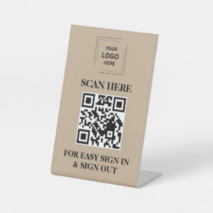 Rustic Kraft QR Visitor Sign In Display