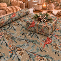 Rustic Kraft Red Cardinal Juniper Branches Berries