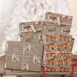 Rustic Kraft Red Fox Doe Hare & Snowflakes Wrapping Paper Sheet<br><div class="desc">Kraft paper style Christmas wrapping paper for the holidays. Give your gifts a rustic kraft look that features winter themes like forest woodlands,  winter animals,  birds,  spruce trees,  holly,  berries,  winter foliage,  gingerbread,  cupcakes,  dried orange slices,  spices and cloves,  cookies and peppermint lattes,  all painted in beautiful watercolors.</div>