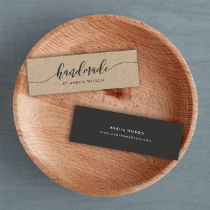 Rustic Kraft Relax Script Handmade Mini Business Card