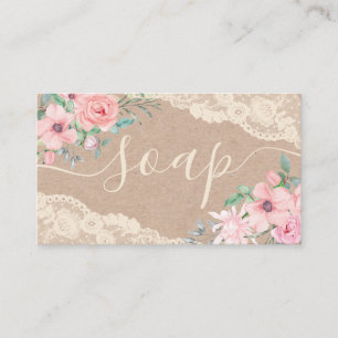 Rustic Kraft Rose Lace Handmade Soap Business Card