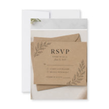 Rustic Kraft RSVP Card, Boho Wedding Response Card