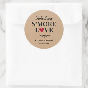 Rustic Kraft S’more Love Wedding Classic Round Sticker