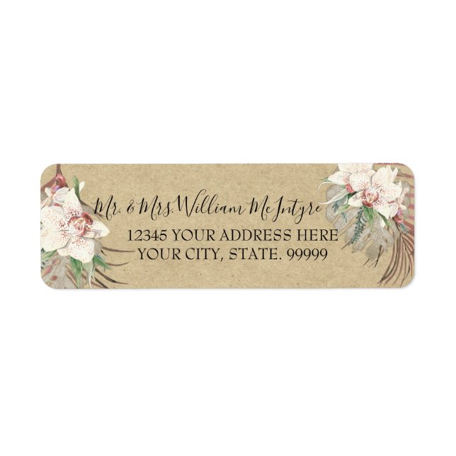 Rustic Kraft Sage Floral Tropical Foliage Wedding (Front)