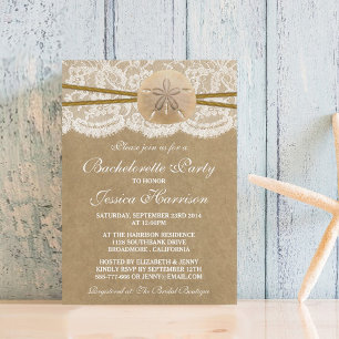 Rustic Kraft Sand Dollar Beach Bachelorette Party Invitation