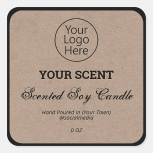 Rustic Kraft Scented Soy Candle Product Labels