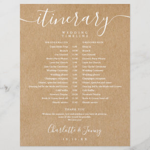 Rustic Kraft Schedule Wedding Itinerary Timeline