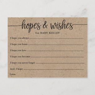 Rustic Kraft Script Baby Hopes & Wishes Card