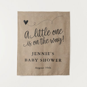 Rustic Kraft Script Baby Shower Backdrop Tapestry