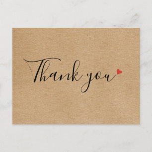 Rustic Kraft Script Business Thank You Postcard