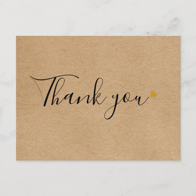 Rustic Kraft Script Business Thank You Postcard (Front)