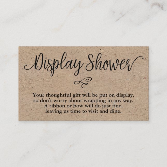 Rustic Kraft Script Display Shower Insert Card (Front)