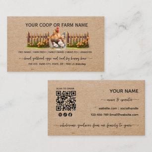 Rustic Kraft Script  Farm Fresh Eggs Business Card