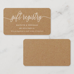 Rustic Kraft Script Gift Registry Enclosure Card