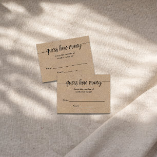 Rustic Kraft Script Guess How Many Game Card