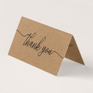 Rustic Kraft Script, Logo/Picture Thank You Card