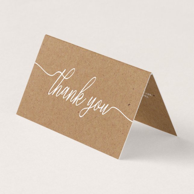 Rustic Kraft Script, Logo/Picture Thank You Card (Front)