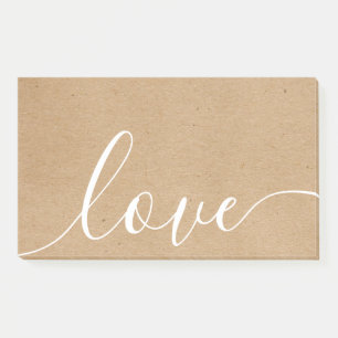 Rustic Kraft Script Love Post-it Notes