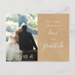 Rustic Kraft Script Photo Wedding Thank You  Postcard